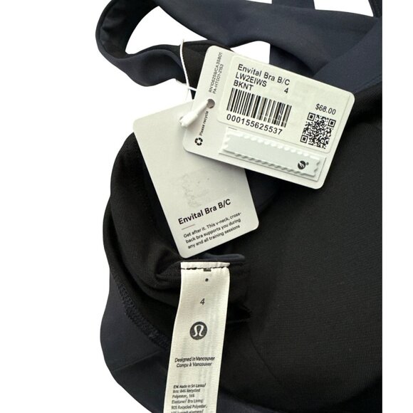 Lululemon Envital Bra B/C Cross-Back Sports Bra Size 4 Black W2EIWS in BKNT NWT - Picture 7 of 15